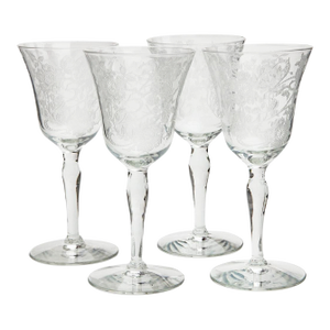 Antique Crystal Cut Glass Stemware- Set of 4