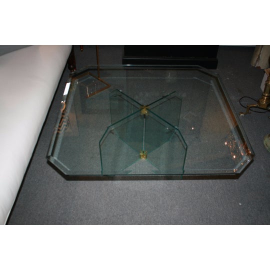 Mid-Century Modern 19960s Mid Century Modern Glass Coffee Table For Sale - Image 3 of 5