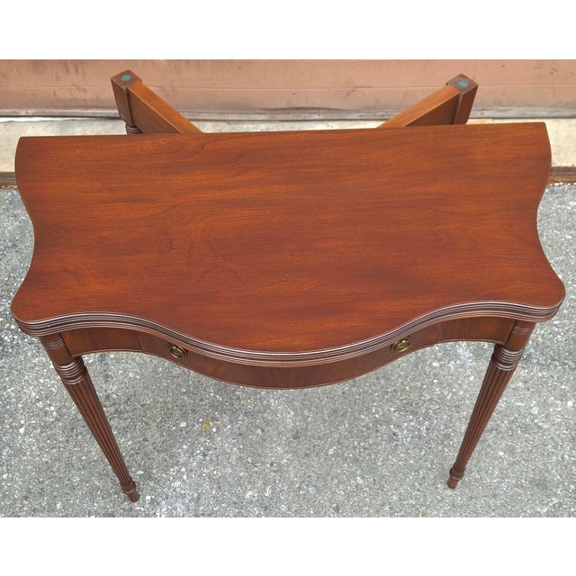 Mid 20th Century Federal Style Mahogany Fold-Top Card Table Console Table, Refinished For Sale - Image 10 of 13