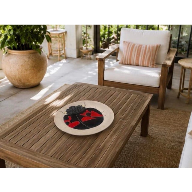Vintage Hand-Painted Italian Artisan Ceramic Decorative Plate – Ladybug Motif For Sale In West Palm - Image 6 of 11