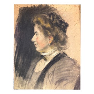 Heinrich Pforr, Kirmestanz – Study, Profile Portrait of a Young Woman, Charcoal For Sale