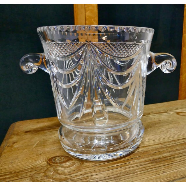 French Art Deco Hand Blown Cut Crystal Ice Bucket / Wine Cooler, 1920s For Sale - Image 3 of 6