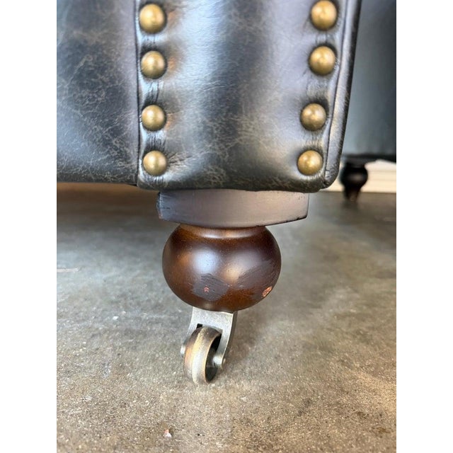 Ebony Pair of English CHesterfield Club Chairs- Tufted Armchairs For Sale - Image 8 of 18