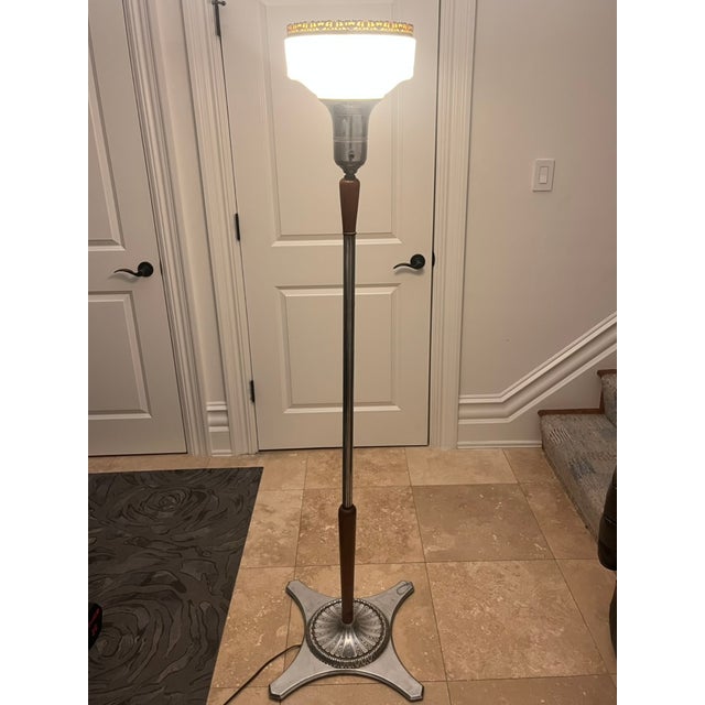 Art Deco 1920s Rare Intricate Art Deco Torchiere Floor Lamp For Sale - Image 3 of 11