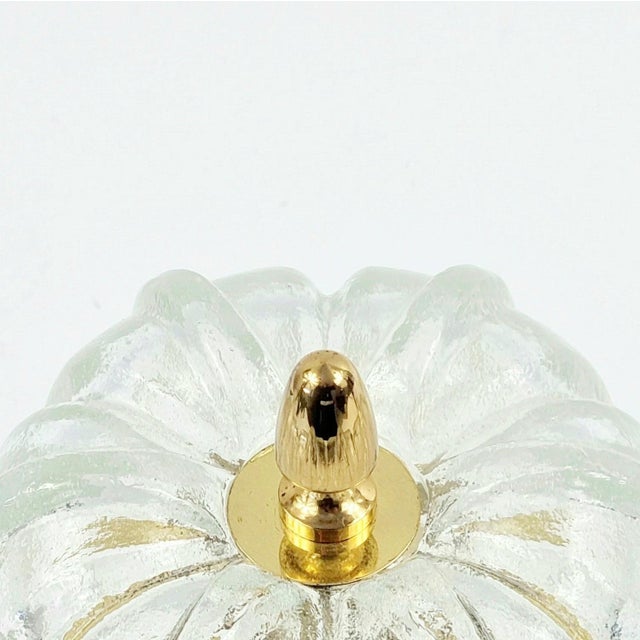Glashütte Limburg Mid-Century Modern Flower-Shaped Glass & Brass Flush Mount/Ceiling Light From Limburg, Germany, 1970s For Sale - Image 4 of 10