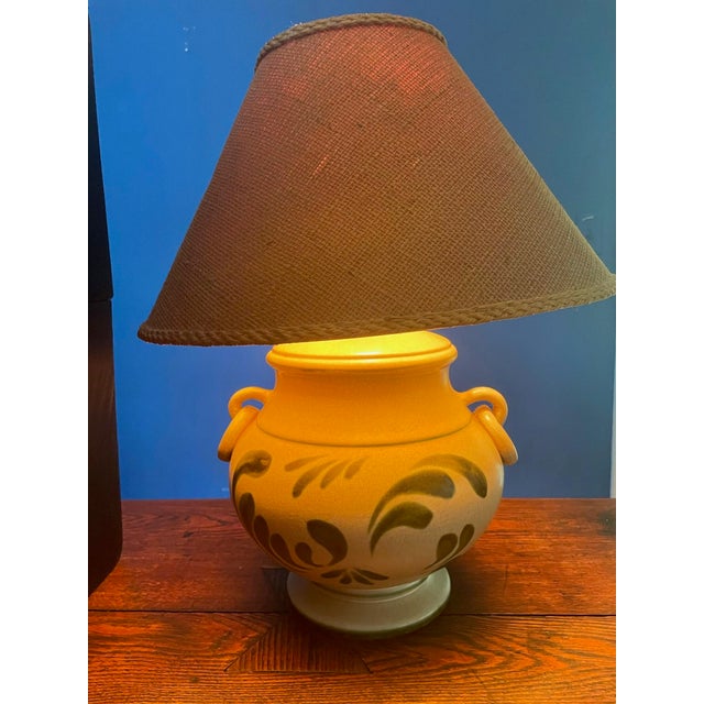 Vintage Pottery Lamp With Shade | Chairish