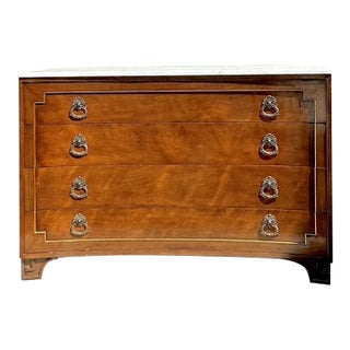 Vintage Neoclassical Marble Topped Concave Chest of Drawers For Sale