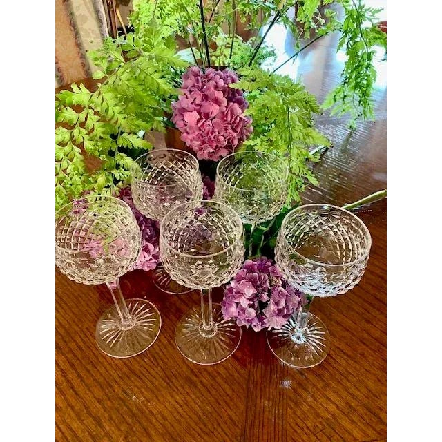 Transparent Stuart Crystal /Waterford Wine Glasses Vintage Rare Hand Blown & Cut Royal Warrant Hardwicke Pattern Set 10 For Sale - Image 8 of 10