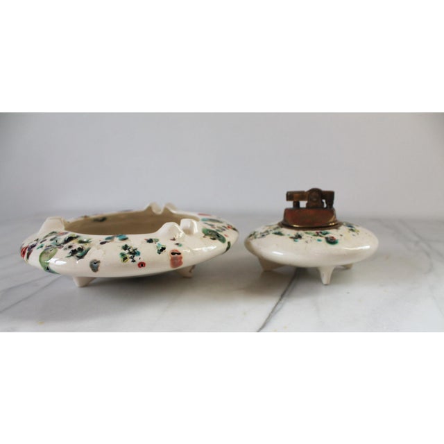 Mid-Century Modern Vintage Studio Art Ceramic Table Lighter & Matching Ashtray For Sale - Image 3 of 8