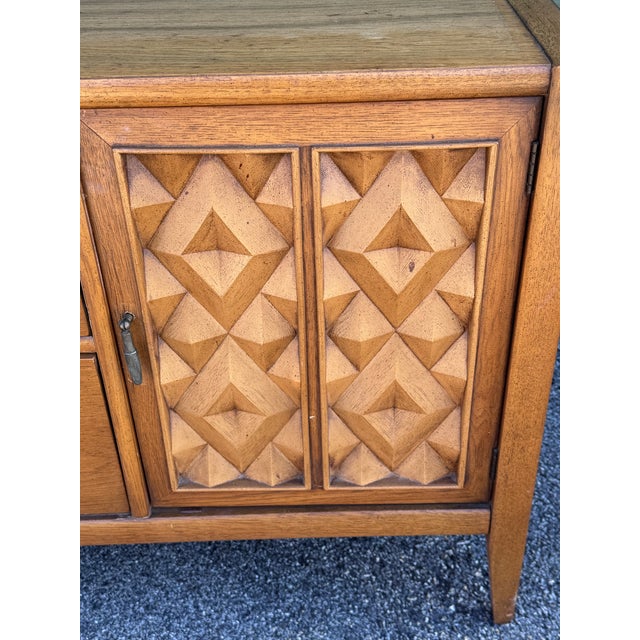 Brown Vintage 1960s Broyhill Furniture Premier Mahogany Dresser Diamond Front For Sale - Image 8 of 10