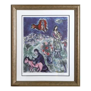 Sur La Route Du Village, Marc Chagall Offset Lithograph, Facsimilie Signed and Numbered