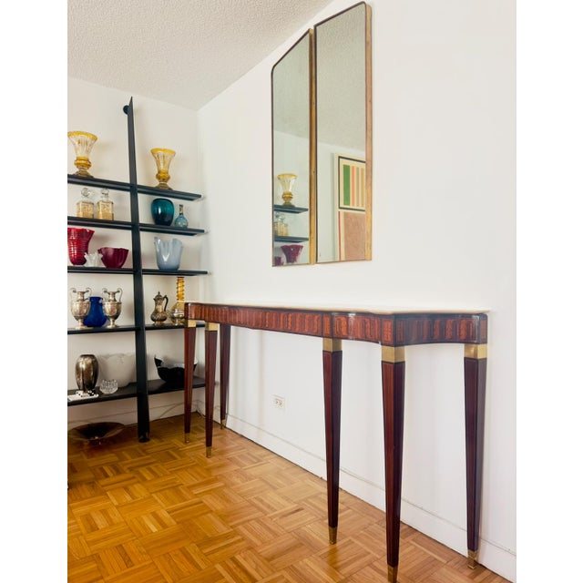 Paolo Buffa Console Table in Rosewood With Marble Top Executed by Atelier Serafino Arrighi, 1950's Italy. For Sale In New York - Image 6 of 12