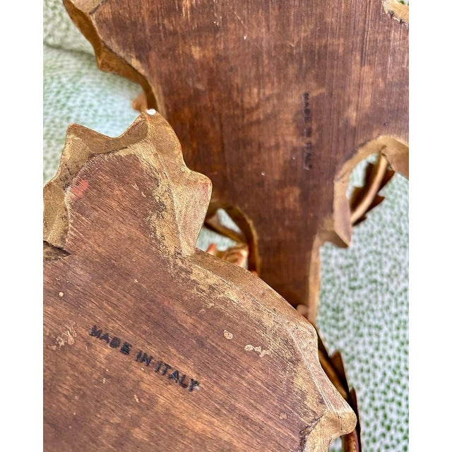 Mid 20th Century Vintage Italian Giltwood Bow & Tassel Sconces For Sale - Image 5 of 7