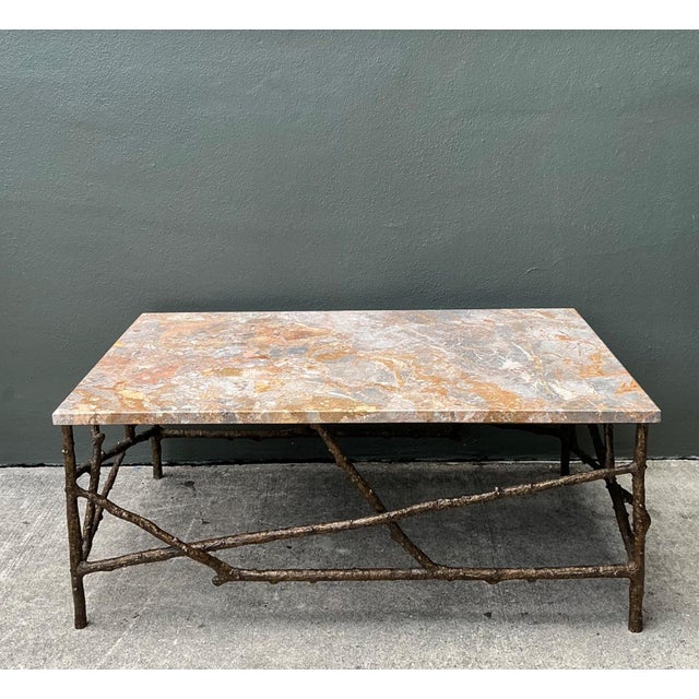 Vintage Faux Bois Marble Top Coffee Table For Sale - Image 16 of 18