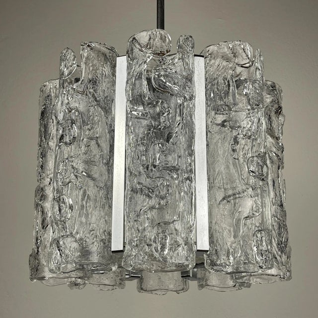Vintage Ice Murano Glass Chandelier from AV Mazzega, Italy, 1970s For Sale - Image 4 of 18