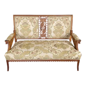 Authentic Rare Eastlake Aesthetic Movement Ornate Carved Walnut Loveseat
