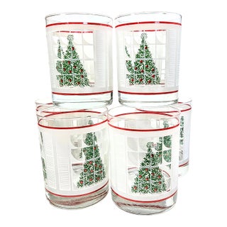 Christmas Tree Double Old Fashioned Glasses- Set of Eight For Sale