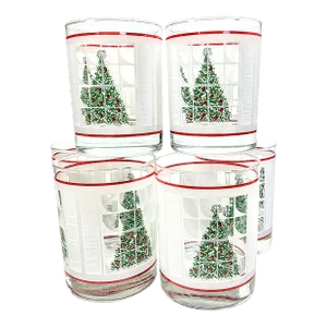 Christmas Tree Double Old Fashioned Glasses- Set of Eight