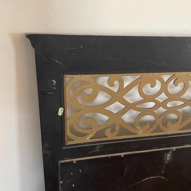 Vintage Black and Gold Hollywood Regency Mirror For Sale - Image 4 of 5