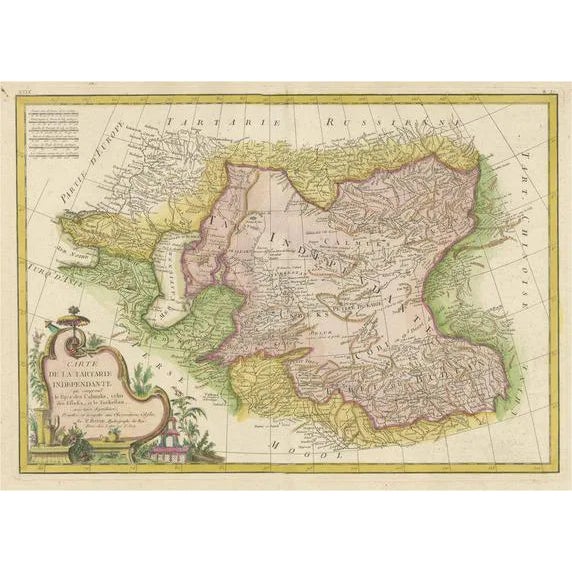 Decorative Antique Map of Central Asia For Sale