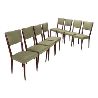 Vintage Painted Beech and Leatherette Chairs, Italy, 1960s, Set of 8 For Sale