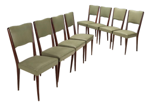 Vintage Painted Beech and Leatherette Chairs, Italy, 1960s, Set of 8