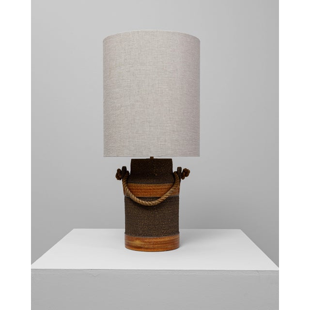 20th Century German Orange Ceramic Table Lamp With Rope Handle For Sale - Image 17 of 18