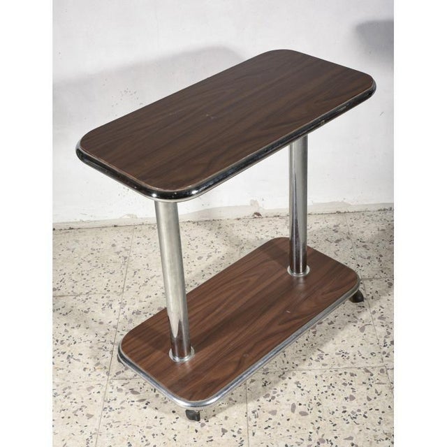 Postmodern Italian Trolley Table in Wood and Chromed Steel, 1980s For Sale - Image 3 of 7