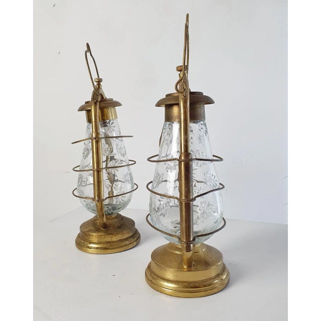Mid-Century Italian Hurricane Lanterns, Set of 2 For Sale - Image 6 of 10