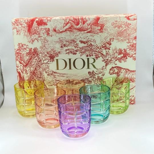 Glass Dior Maison Pastel Harmony Tortoiseshell Small Glasses With Toile Presentation Box, Complete Set of 6 For Sale - Image 7 of 17