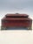 Beautiful Regency Red Leather Sewing Box, standing on four bracket feet with an ornate Brass escutcheon. This...