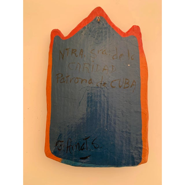 Folk Art Vintage Our Lady of Charity Paper Maché Wall Plaque For Sale - Image 3 of 9