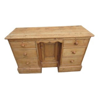 Antique English Pine Six Drawer Buffet For Sale