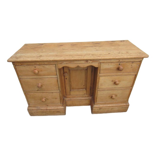 Antique English Pine Six Drawer Buffet For Sale