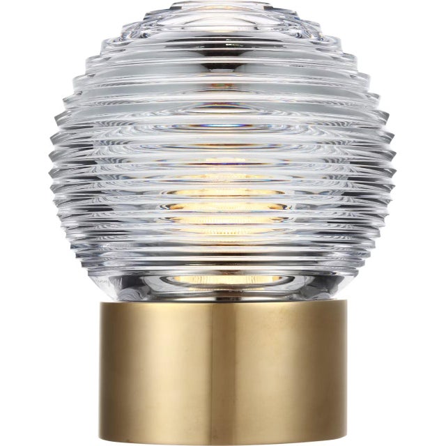 Modern Waterford by Visual Comfort Signature Circon 7" Rechargeable Accent Lamp in Natural Brass with Clear Crystal For Sale - Image 3 of 3