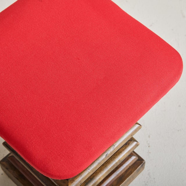 An Italian design from the 1960s, this Art Deco-inspired accent stool is a study in geometric rigor. The sturdy wooden...