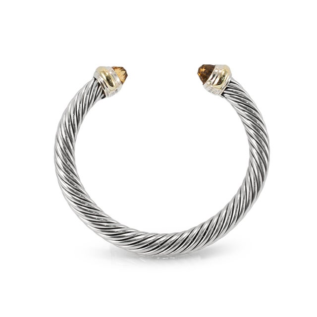 Early 21st Century David Yurman Classic Cable 7mm 14k Gold 925 Silver Citrine Bangle Cuff Bracelet For Sale - Image 5 of 8