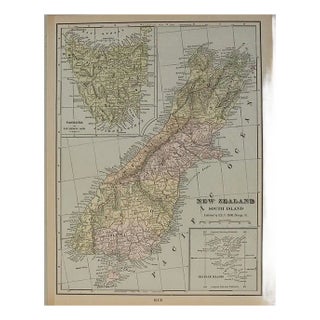 1901 Cram Map of Queensland, New Zealand's South Island and Tasmania For Sale