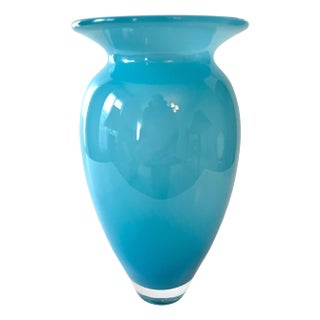Blue Tiffany Glass Vase By Michael Davis For Sale