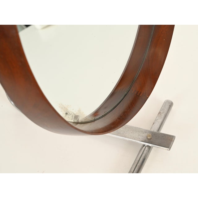 Large Italian Adjustable Table Mirror in Teak and Steel by Osvaldo Borsani for Tecno, 1960s For Sale - Image 14 of 15