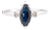 Vintage 14k Gold Deep Blue Sapphire & Diamond Navette Ring Size 5 For Sale