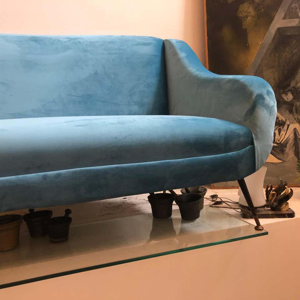 baby blue velvet couch