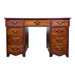 19th Century English Georgian Campaign Mahogany 3-Piece Partners Desk For Sale