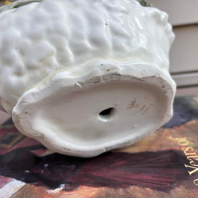 Vintage Capodimonte Floral Swan Centerpiece With Neopolitan N and 5-Point Crown For Sale - Image 9 of 11