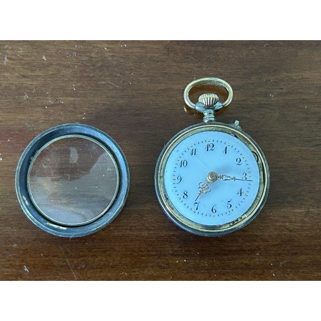 Antique French Monachina Fob Watch in Enameled Silver, 1890s For Sale - Image 5 of 7