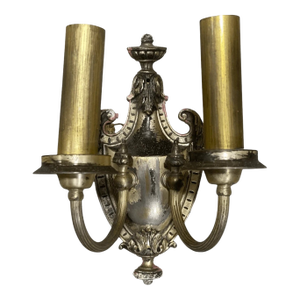 Antique Neoclassical Urn Style Brass Double Wall Sconce for Repair
