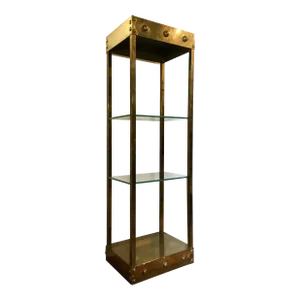 Vintage Brutalist Studded Brass Display Etagere