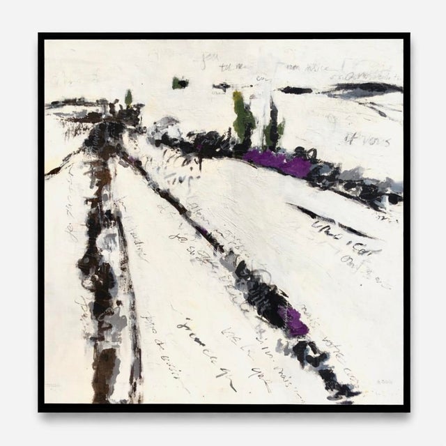 Landscape Abstract Painting "Poems to Provence" Abstract Painting in Black and Greys by Michele Zuzalek For Sale