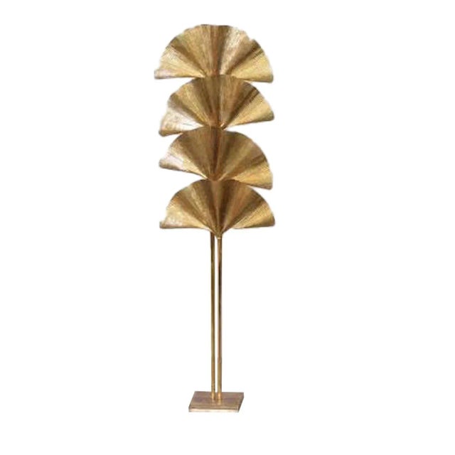 Metal Handmade Floor Lamps in Leaves Brass For Sale - Image 7 of 7