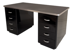 German Bauhaus Writing Desk in Black Lacquered Metal, 1925